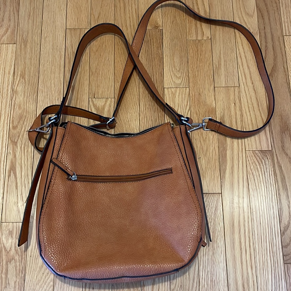 Leather brown bag purse with 2 way strap crossbody